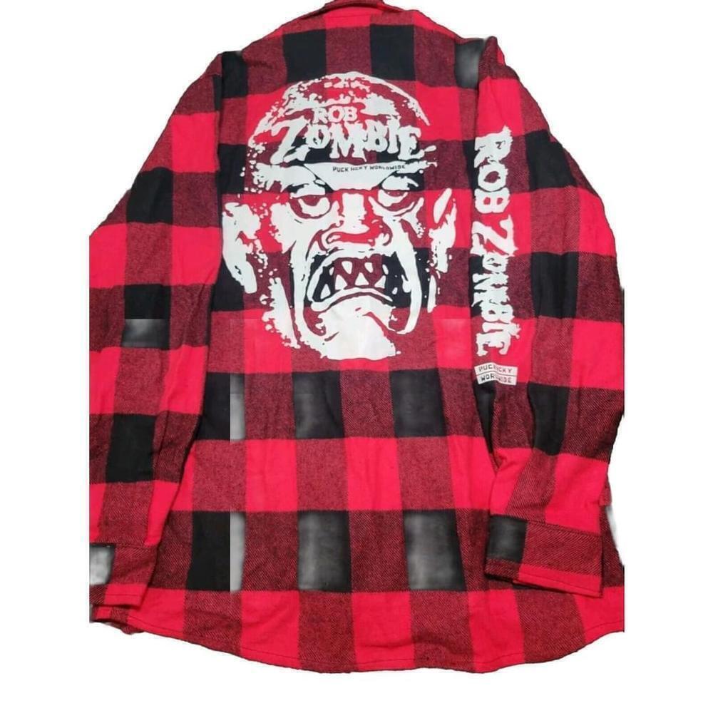 PUCK HCKY Rob Zombie 'Skaterbeast' Hockey Flannel Size S Rare!